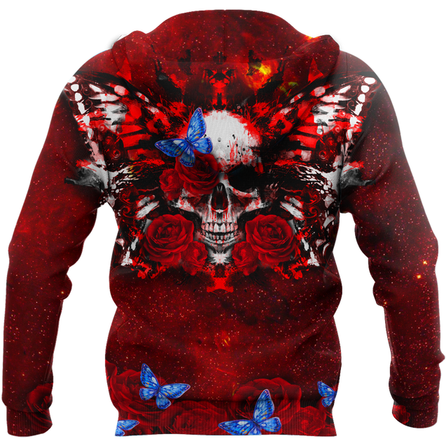 Butterfly love Skull red 3D all over printed for man and women QB05312002-Apparel-PL8386-Hoodie-S-Vibe Cosy™