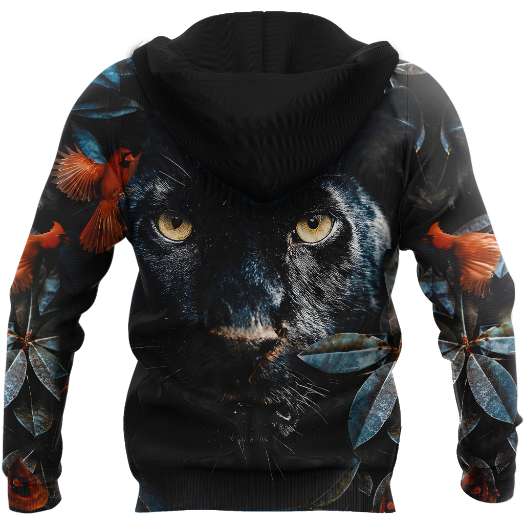 Flower Black Panther Over Printed Hoodie