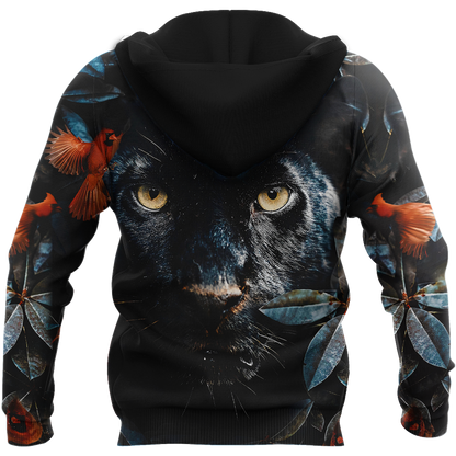 Flower Black Panther Over Printed Hoodie