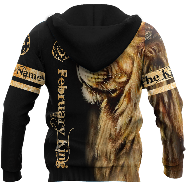 Custom Name February King Lion  3D All Over Printed  Unisex Shirt