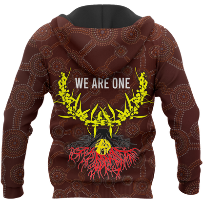We are one Koori and Australia all over shirt for men and women brown TR030401-Apparel-Huyencass-Hoodie-S-Vibe Cosy™