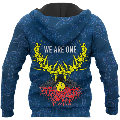 We are one Koori and Australia all over shirt for men and women blue TR030402-Apparel-Huyencass-Hoodie-S-Vibe Cosy™