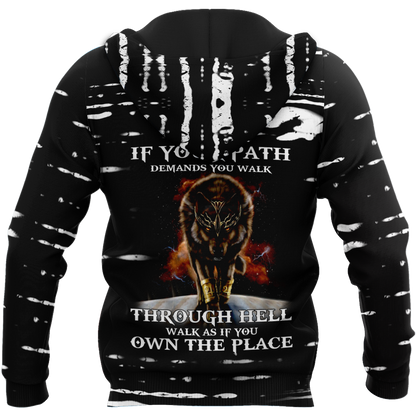 All Over Printed Beautiful Wolf King Hoodie MEI09122001-MEI