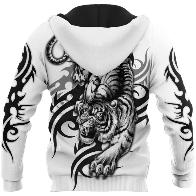 White Tiger Tribal Tattoo 3D All Over Printed Shirts For Men and Women