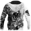 White Lion Tattoo 3D All Over Printed Shirt for Men and Women