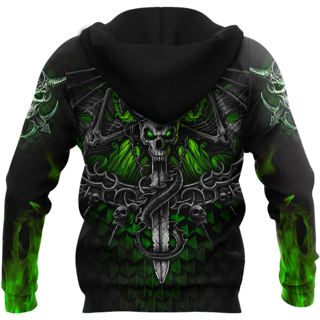 All Over Printed Fantasy Bat Skull And Sword Hoodie For Men And Women MEI