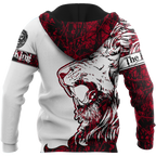 Custom Name The Red Alpha King Lion Tattoo 3D All Over Printed Unisex Shirt