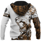3D The Alpha King Lion Tattoo Over Printed Hoodie