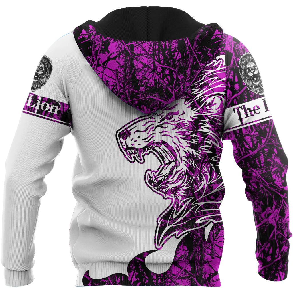 The Purple Lion Tattoo Over Printed Hoodie