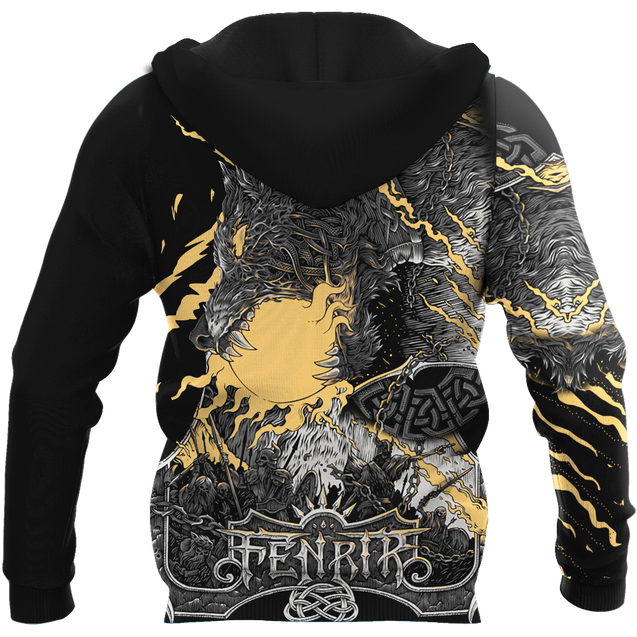 Fenrir Wolf Viking All Over Printed Unisex Deluxe Hoodie ML