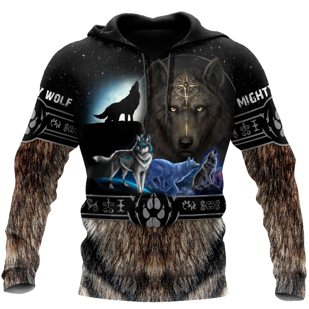 All Over Printed Viking Mighty Wolf Hoodie MEI09152005-MEI