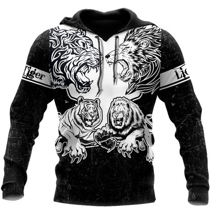 Lion vs Tiger Warrior Tattoo  3D All Over Printed  Unisex Shirts