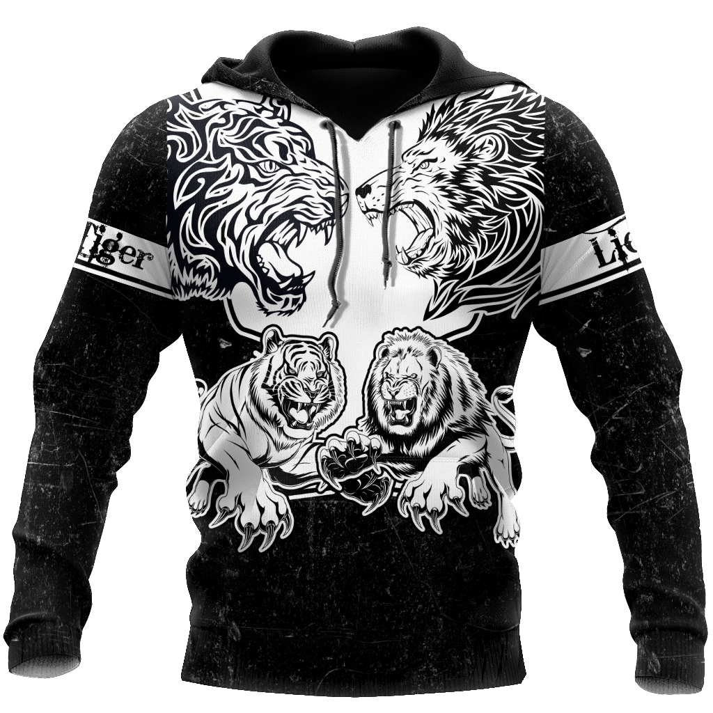 Lion vs Tiger Warrior Tattoo  3D All Over Printed  Unisex Shirts