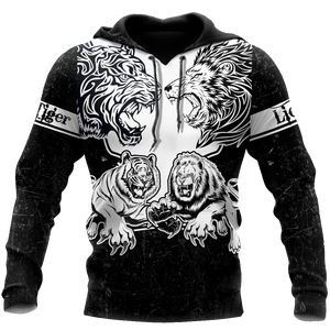 Lion vs Tiger Warrior Tattoo  3D All Over Printed  Unisex Shirts