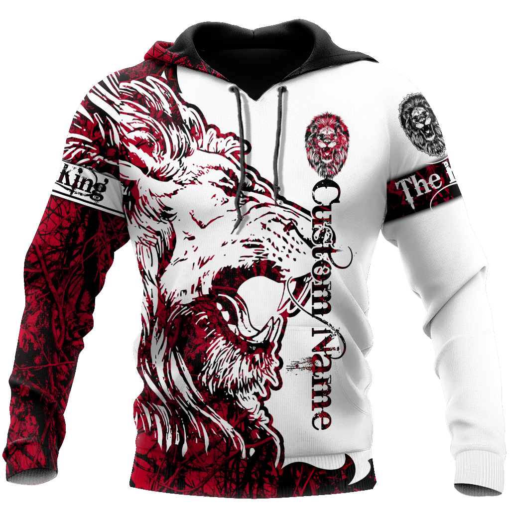 Custom Name The Red Alpha King Lion Tattoo 3D All Over Printed Unisex Shirt