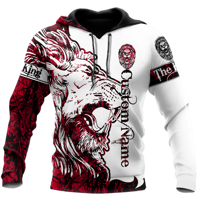 Custom Name The Red Alpha King Lion Tattoo 3D All Over Printed Unisex Shirt