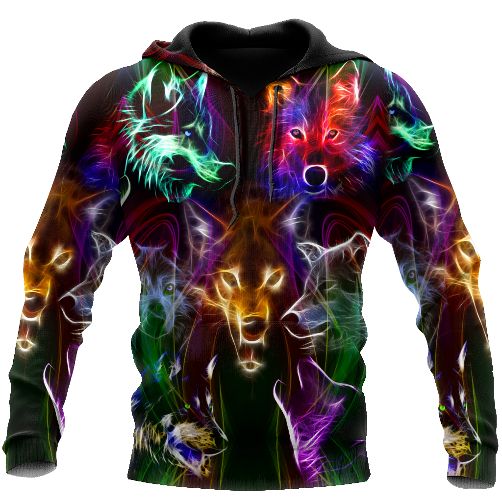 Colorful wolf 3D hoodie shirt for men and women JJW15092001