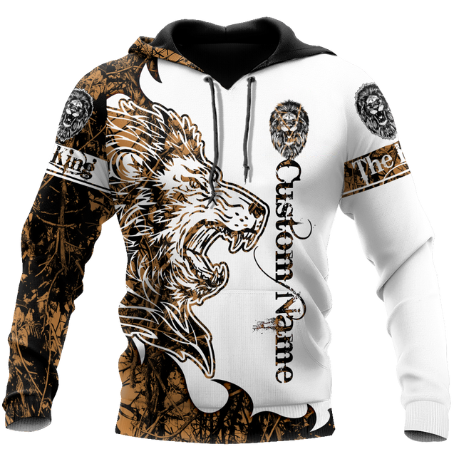 Custom Name The King Lion Tattoo Over Printed Hoodie