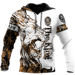 3D The Alpha King Lion Tattoo Over Printed Hoodie