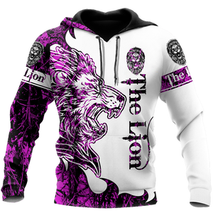 The Purple Lion Tattoo Over Printed Hoodie