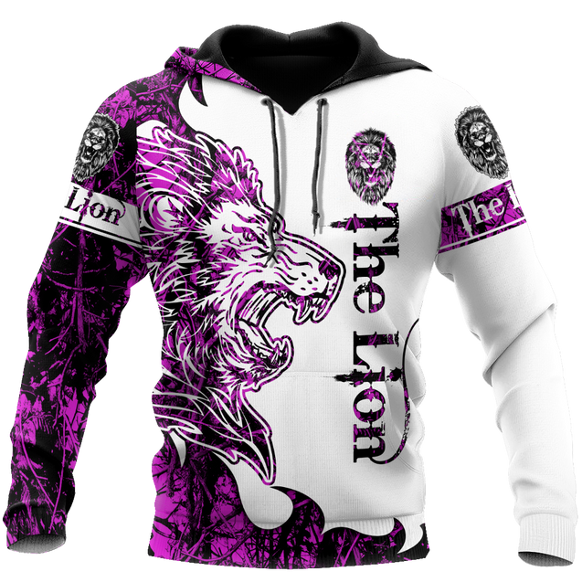 The Purple Lion Tattoo Over Printed Hoodie