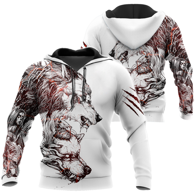 Tattoo Wolf Hoodie T Shirt For Men and Women HAC290502-NM