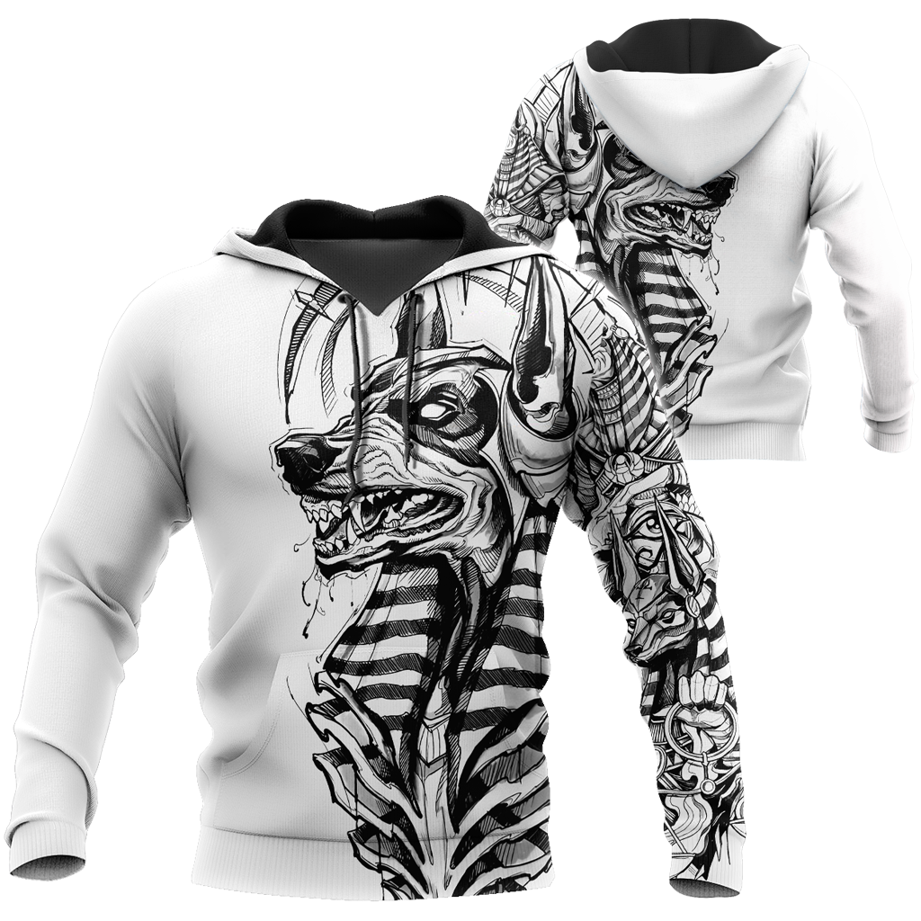 3D Ancient Egypt Anubis Tattoo Over Printed Shirt for Men and Women