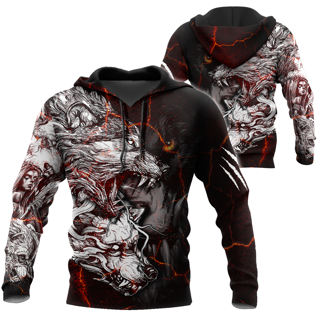 Red Thunder Wolf Tattoo All Over Printed Unisex Shirt