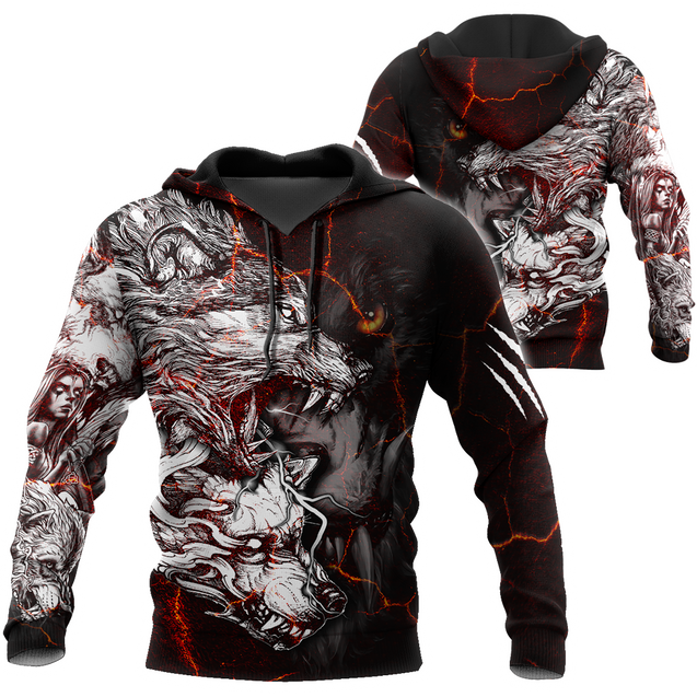 Red Thunder Wolf Tattoo All Over Printed Unisex Shirt