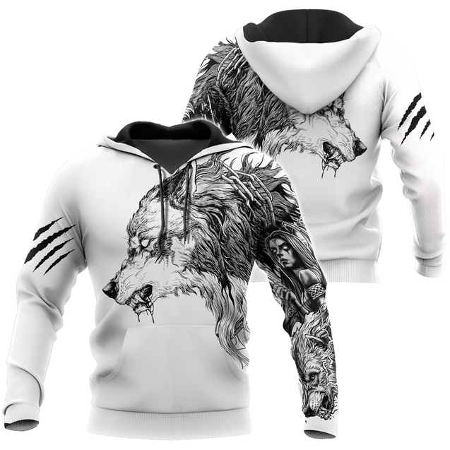 Tattoo Wolf Hoodie T Shirt For Men and Women HAC290501-NM