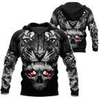 3D Tattoo Skull Tiger Over Printed Shirt for Men and Women
