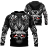 3D Tattoo Skull Tiger Over Printed Shirt for Men and Women