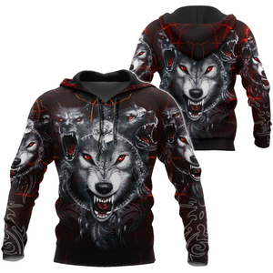 All Over Printed Wolf Hoodie MEI09102003-MEI