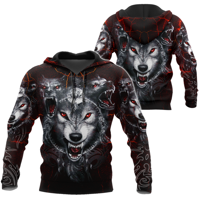 All Over Printed Wolf Hoodie MEI09102003-MEI