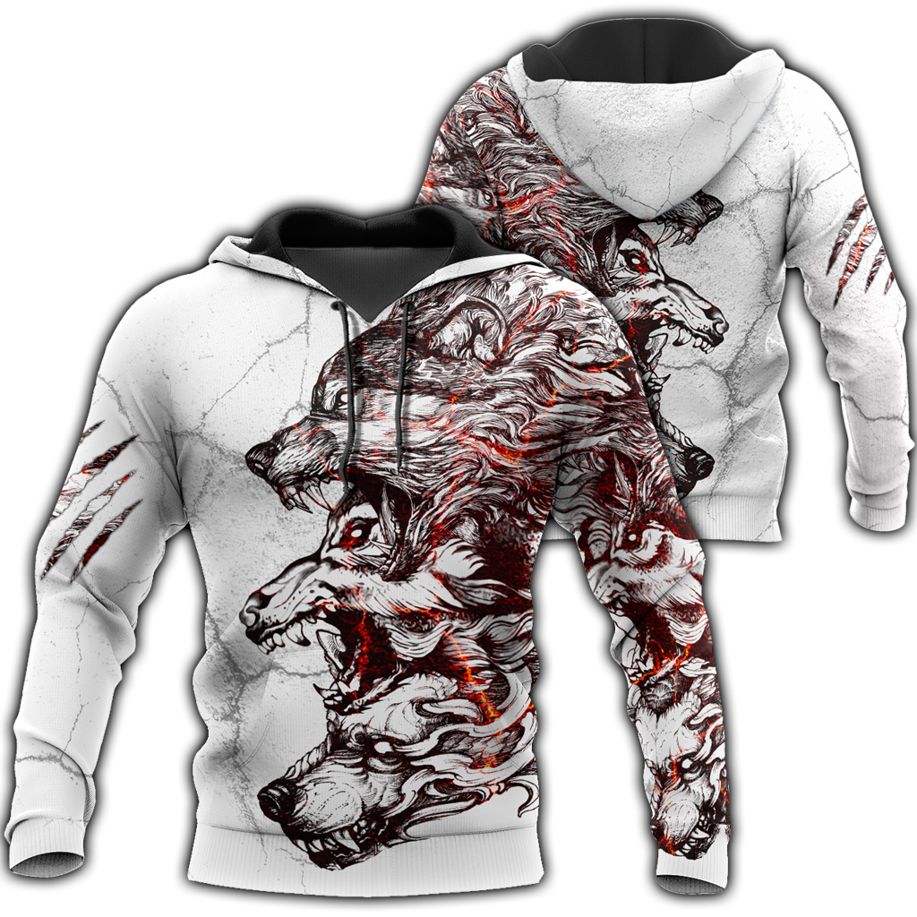 Three Gray Wolfs White Tattoo 3D All Over Printed Unisex Shirts
