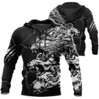 Three Gray Wolfs Tattoo 3D Over Printed Unisex Shirts