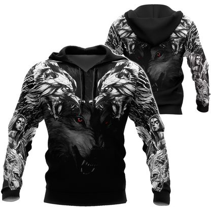 Double Dark Wolf Tattoo 3D All Over Printed Unisex Shirts
