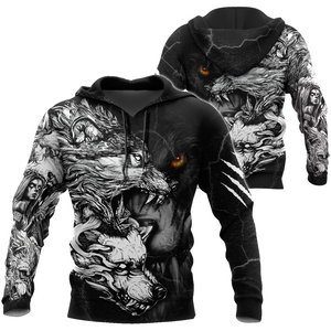 Wolf Tattoo Over Printed Shirt For Men and Women