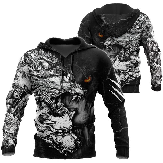 Wolf Tattoo Over Printed Shirt For Men and Women