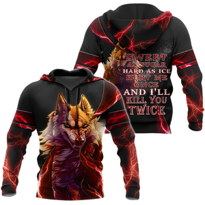 Red Thunder Wolf 3D All Over Printed Shirts For Men and Women HAC080102