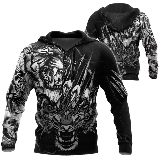 White Tiger 3D Tattoo Over Printed Shirt for Men and Women