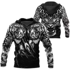 Double Tiger 3D Tattoo Over Printed Shirt for Men and Women