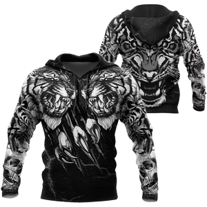 Double Tiger 3D Tattoo Over Printed Shirt for Men and Women