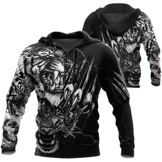 3D Tiger Tattoo Over Printed Shirt for Men and Women
