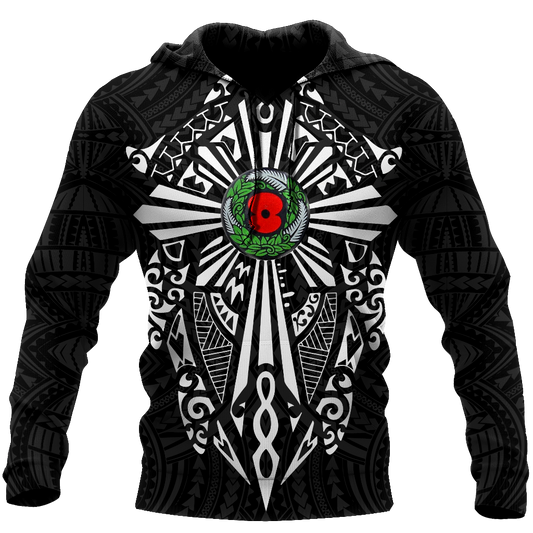 New zealand anzac, lest we forget maori cross tattoo 3d all over printed shirt and short for man and women MH3006201-Apparel-PL8386-Hoodie-S-Vibe Cosy™