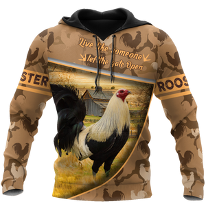 Rooster All Over Printed Unisex Deluxe Hoodie ML