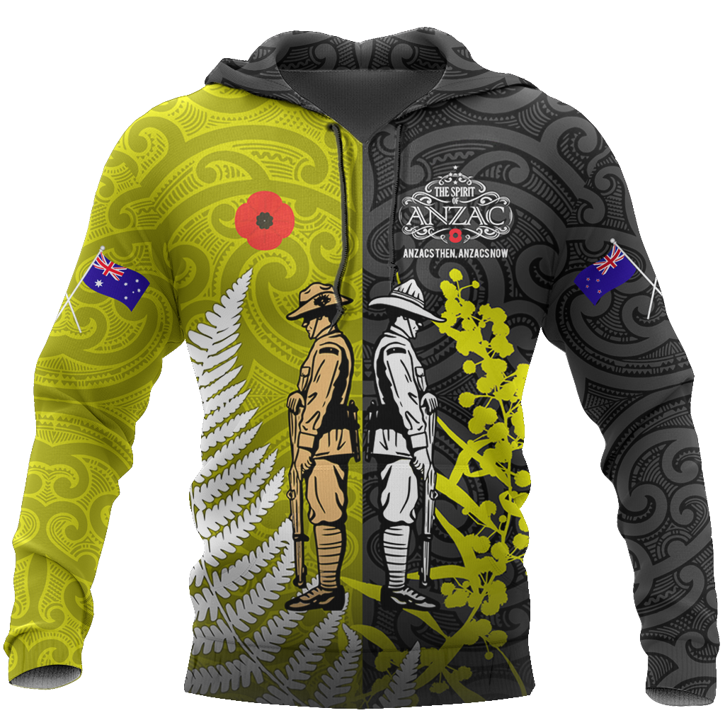 Remembrance day lest we forget Australia and Kiwi Soldier wattle silver fern TR030404 - Amaze Style™-Apparel