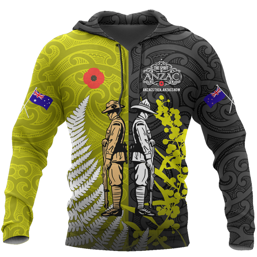 Remembrance day lest we forget Australia and Kiwi Soldier wattle silver fern TR030404 - Amaze Style™-Apparel