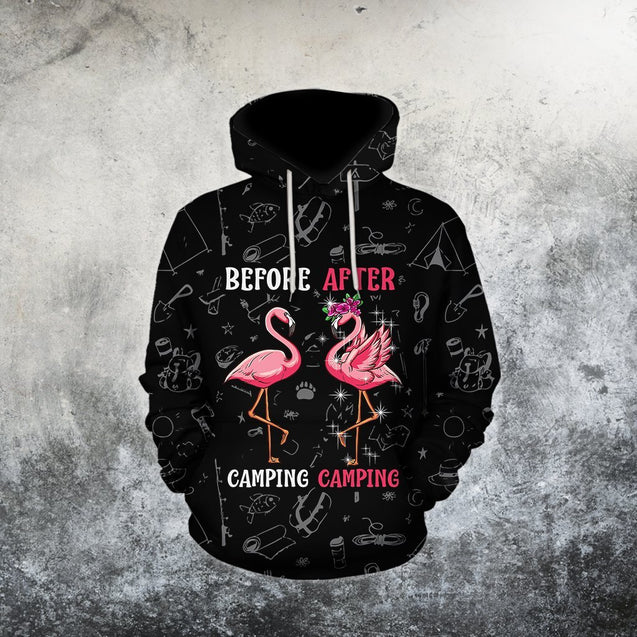 Beautiful All Over Printed Flamingo Before And After Camping Hoodie MH250820-MEI