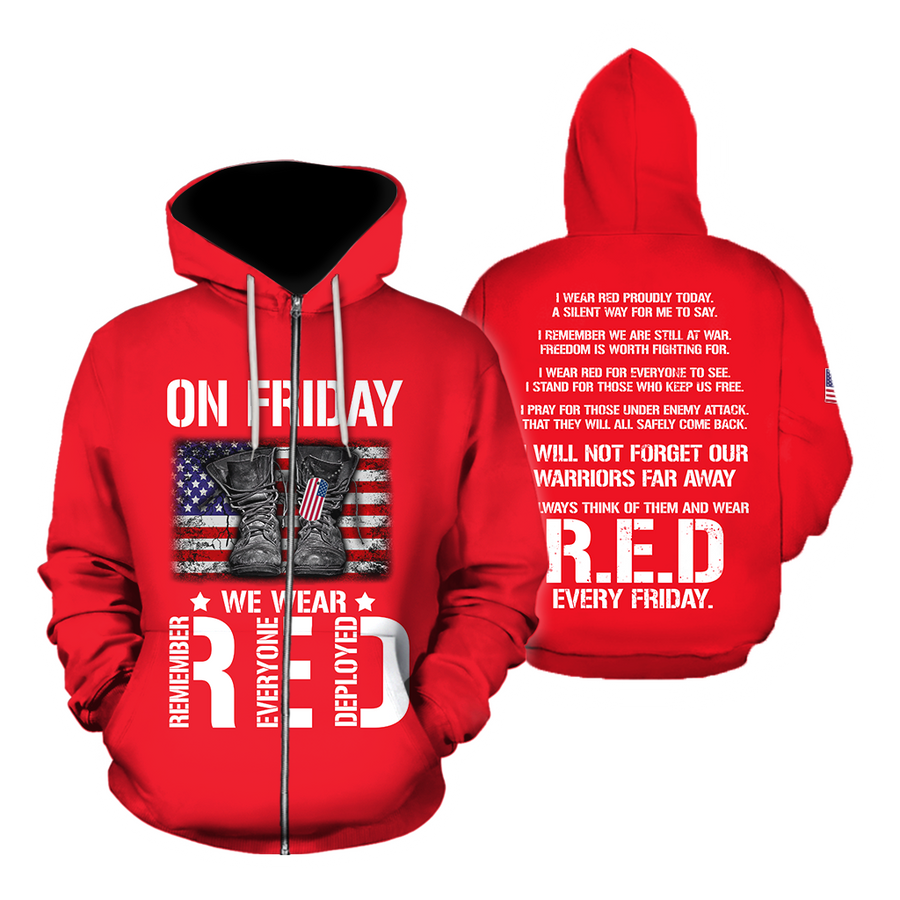 On Friday We Wear Red 3D All Over Printed Shirts For Men and Women TA09222001